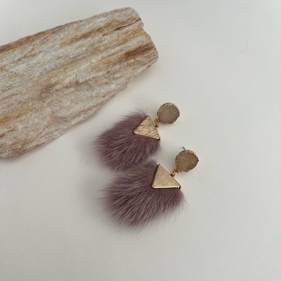 Elegant Dusty Pink Feather Dangle Earrings - Boho Chic Stylish Earrings - Picture 9 of 15